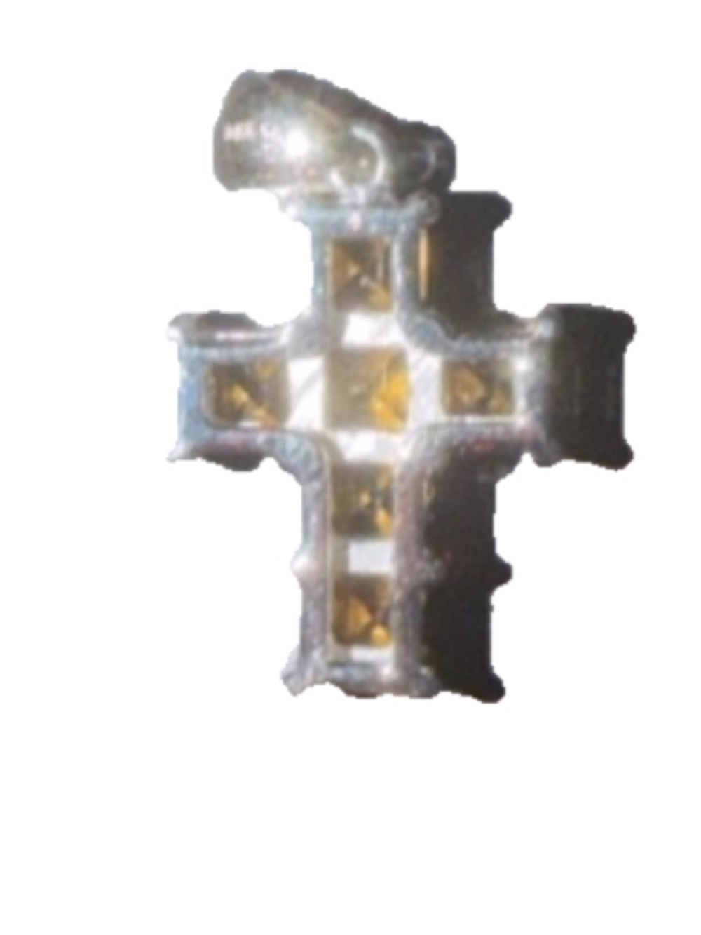 14 kt w gold cross 5 cts yellow sapphires 2.8 grams - Picture 4 of 4